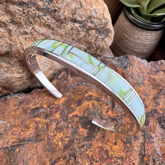 David Rosales Palomino Vericite Inlaid Sterling Silver Cuff Bracelet