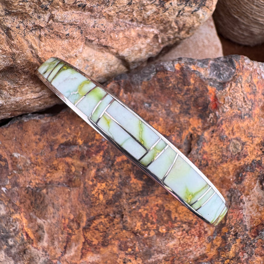 David Rosales Palomino Vericite Inlaid Sterling Silver Cuff Bracelet