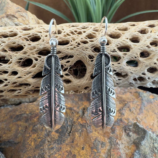 Dangle Feather Earrings by Ray Coriz