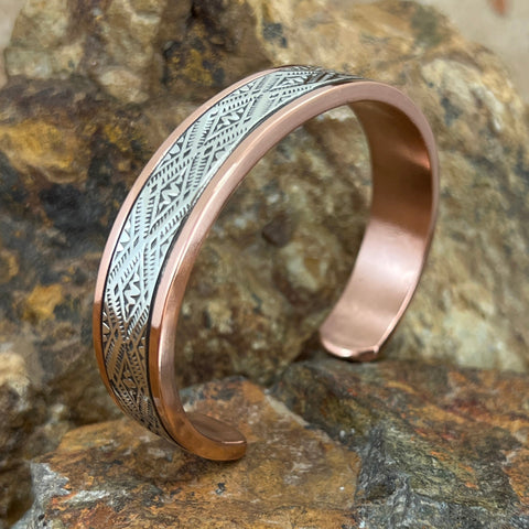 1/2" Sterling Silver Copper Bracelet By Sylvana Apache -- 7 1/2" Wrist
