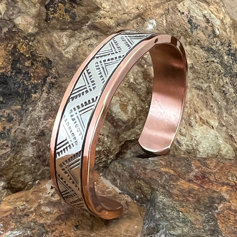 1/2" Sterling Silver Copper Bracelet By Sylvana Apache -- 7" Wrist