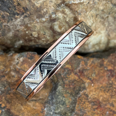 1/2" Sterling Silver Copper Bracelet By Sylvana Apache -- 6 1/4" Wrist