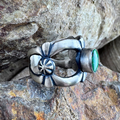 Sonoran Gold Turquoise Sterling Silver Ring by Ray Coriz - Size 8 1/2