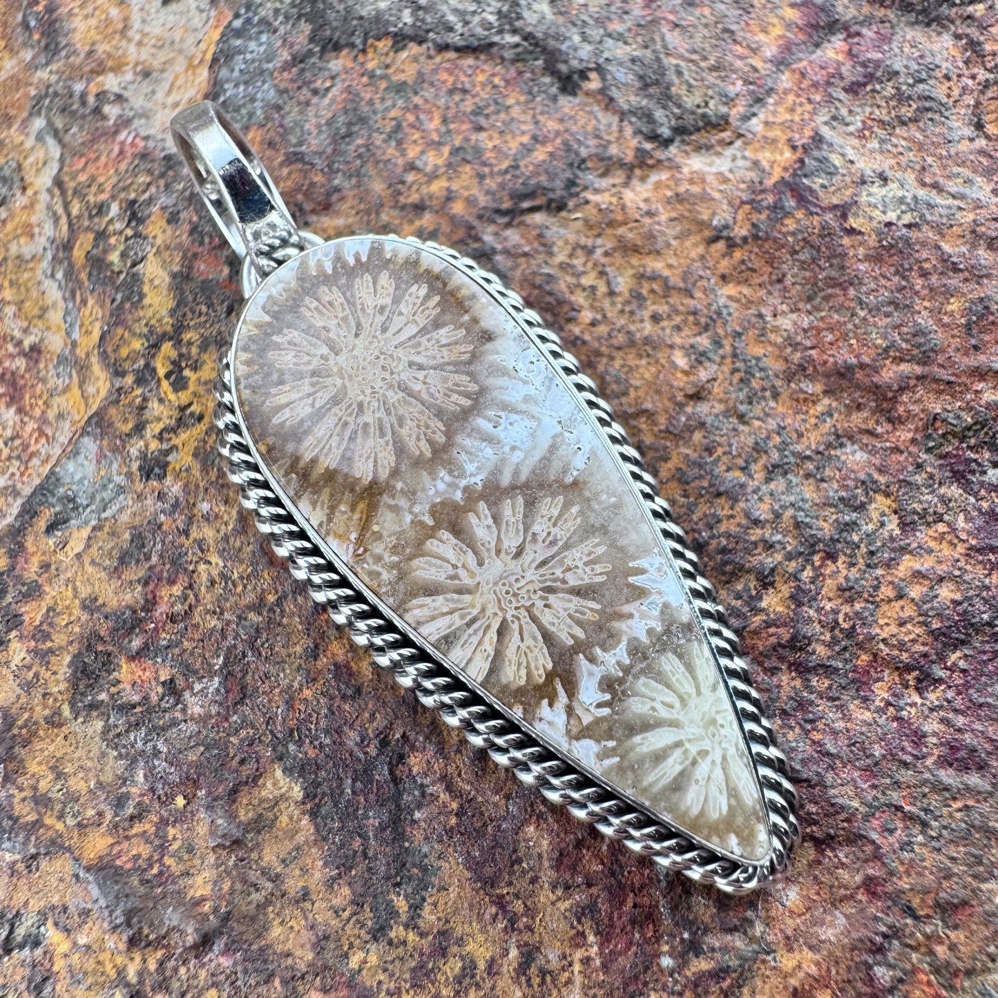 Fossil Coral Pendant by Artie Yellowhorse