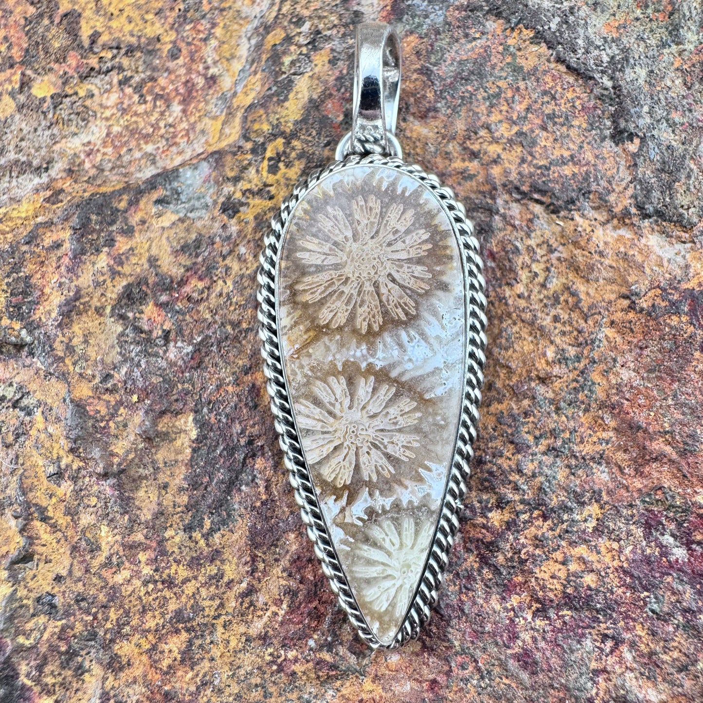 Fossil Coral Pendant by Artie Yellowhorse