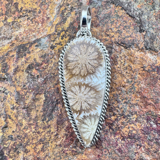 Fossil Coral Pendant by Artie Yellowhorse
