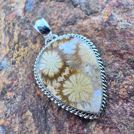 Fossil Coral Pendant by Artie Yellowhorse