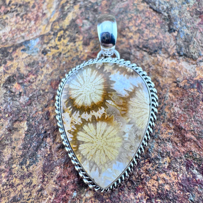 Fossil Coral Pendant by Artie Yellowhorse