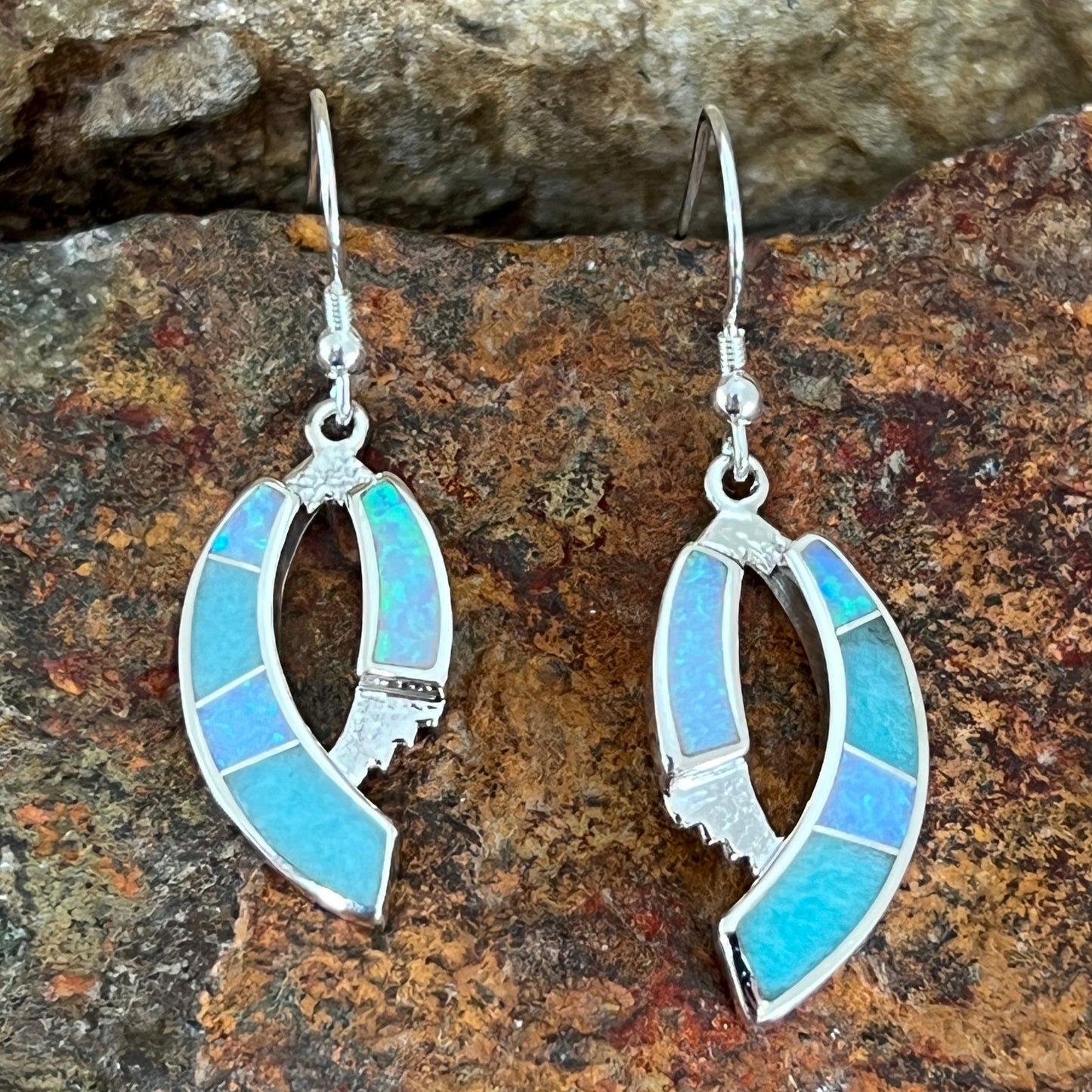 David Rosales Amazing Light Inlaid Sterling Silver Earrings