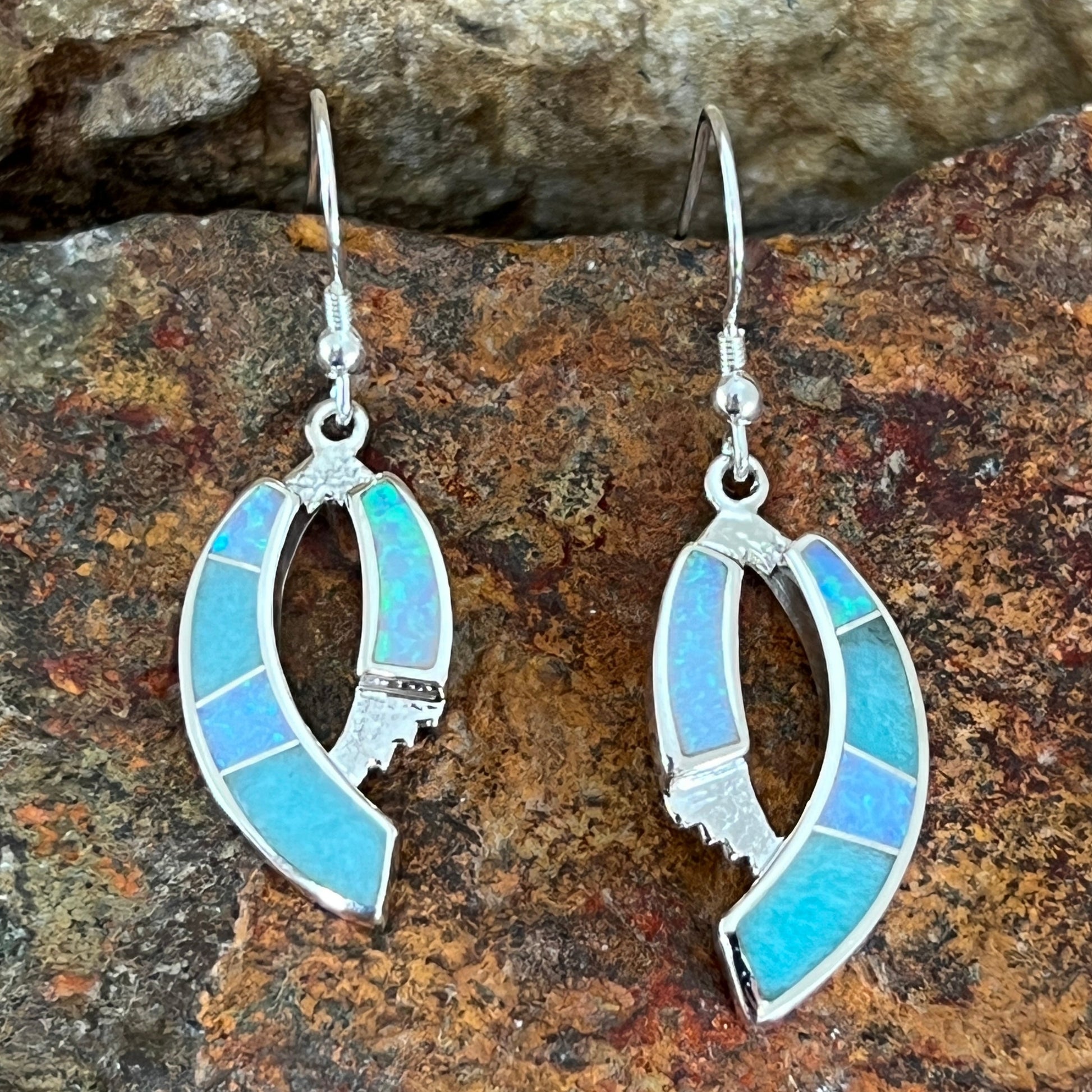 David Rosales Amazing Light Inlaid Sterling Silver Earrings