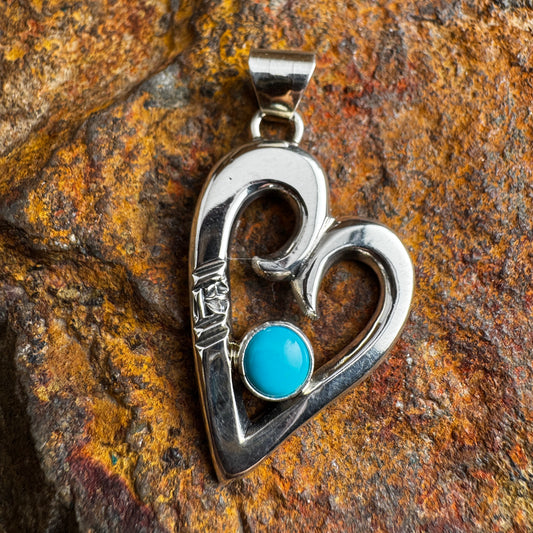 Sterling Silver Heart with Sleeping Beauty Turquoise Pendant by Annabelle Kee