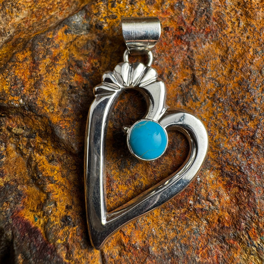 Sterling Silver Heart with Sleeping Beauty Turquoise Pendant by Annabelle Kee