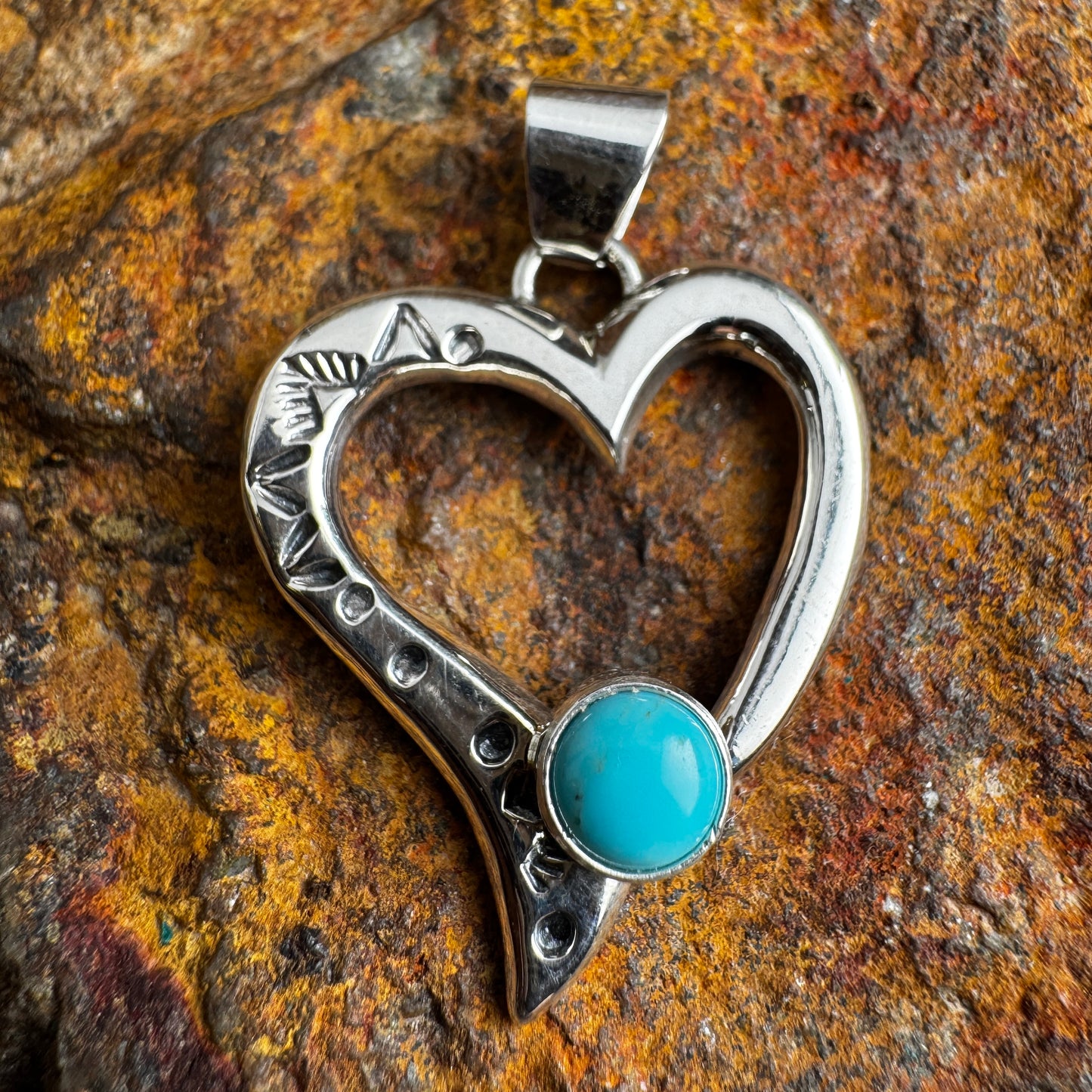 Sterling Silver Heart with Sleeping Beauty Turquoise Pendant by Annabelle Kee