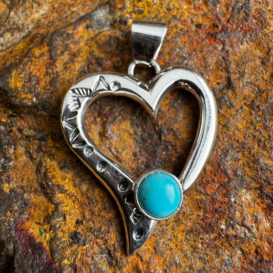 Sterling Silver Heart with Sleeping Beauty Turquoise Pendant by Annabelle Kee