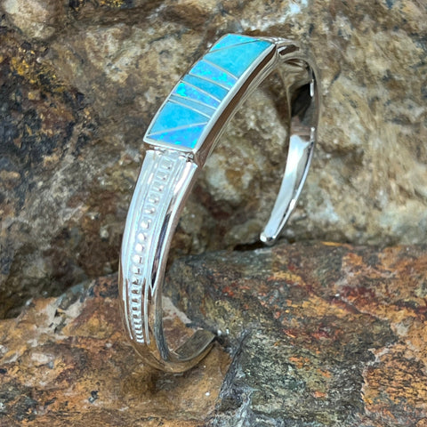 David Rosales Amazing Light Inlaid Sterling Silver Bracelet