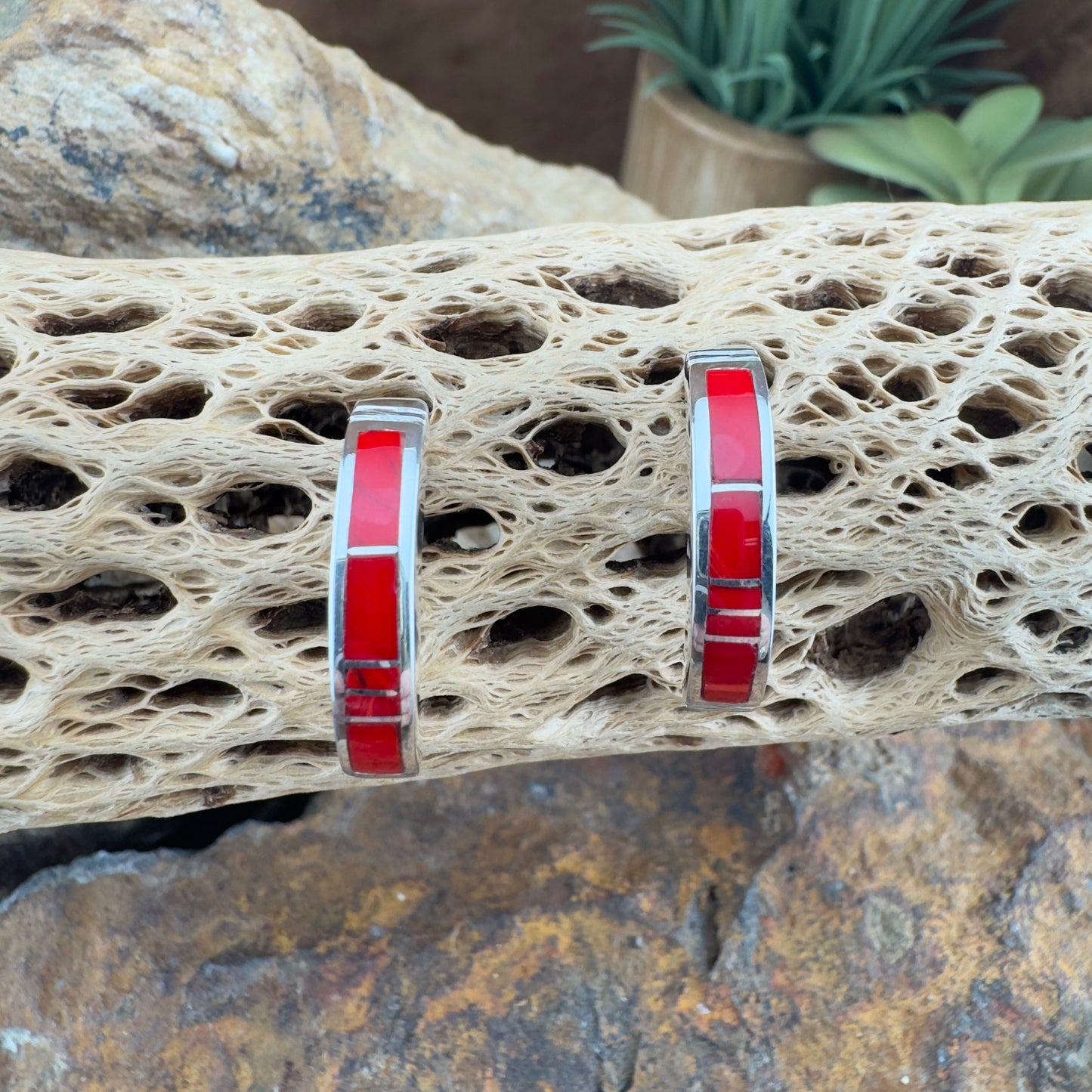 David Rosales Rosarita Inlaid Sterling Silver Earrings