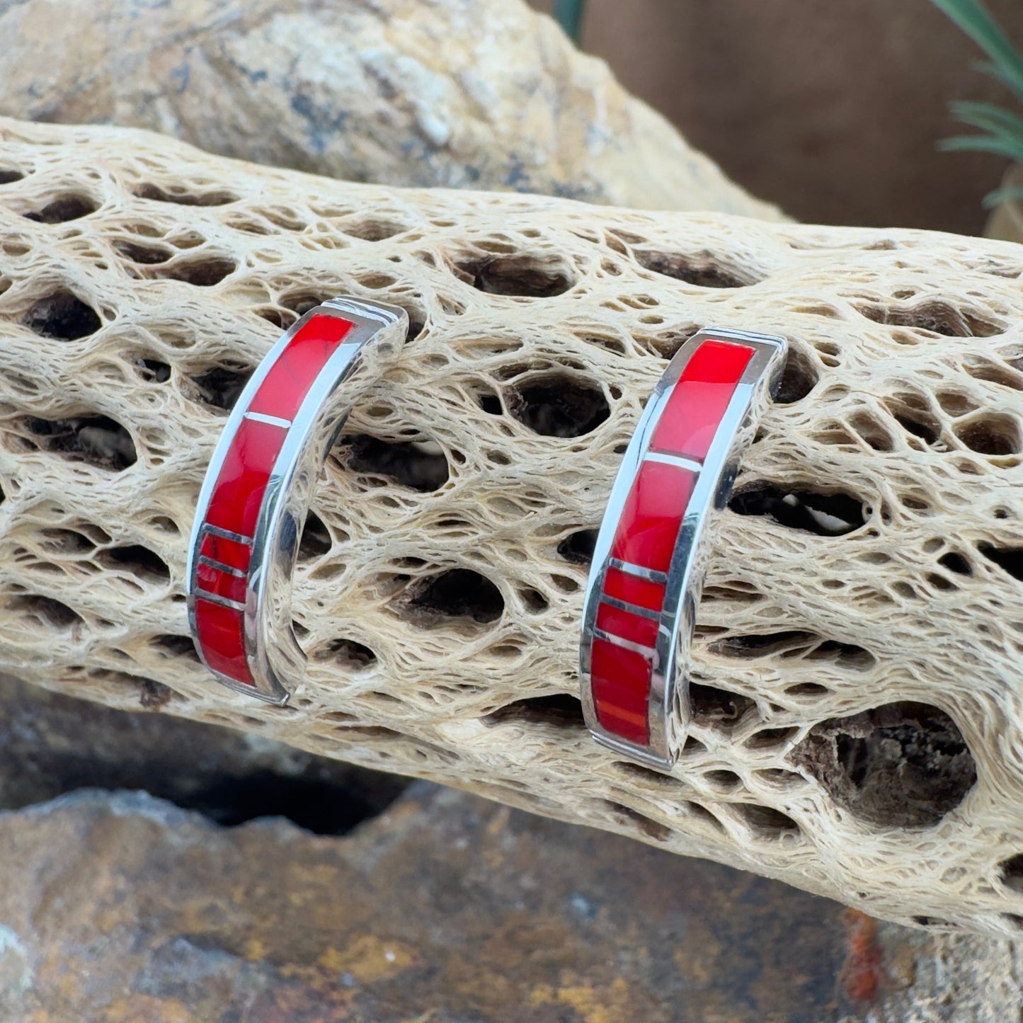 David Rosales Rosarita Inlaid Sterling Silver Earrings