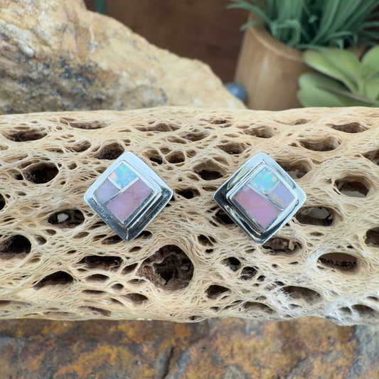 David Rosales Make Me Blush Inlaid Sterling Silver Earrings