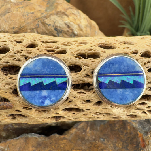 David Rosales Blue Sky Inlaid Sterling Silver Earrings