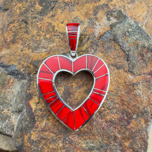 David Rosales Rosarita Inlaid Sterling Silver Pendant Heart