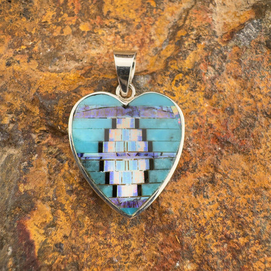 David Rosales Stardust Inlaid Sterling Silver Pendant Heart