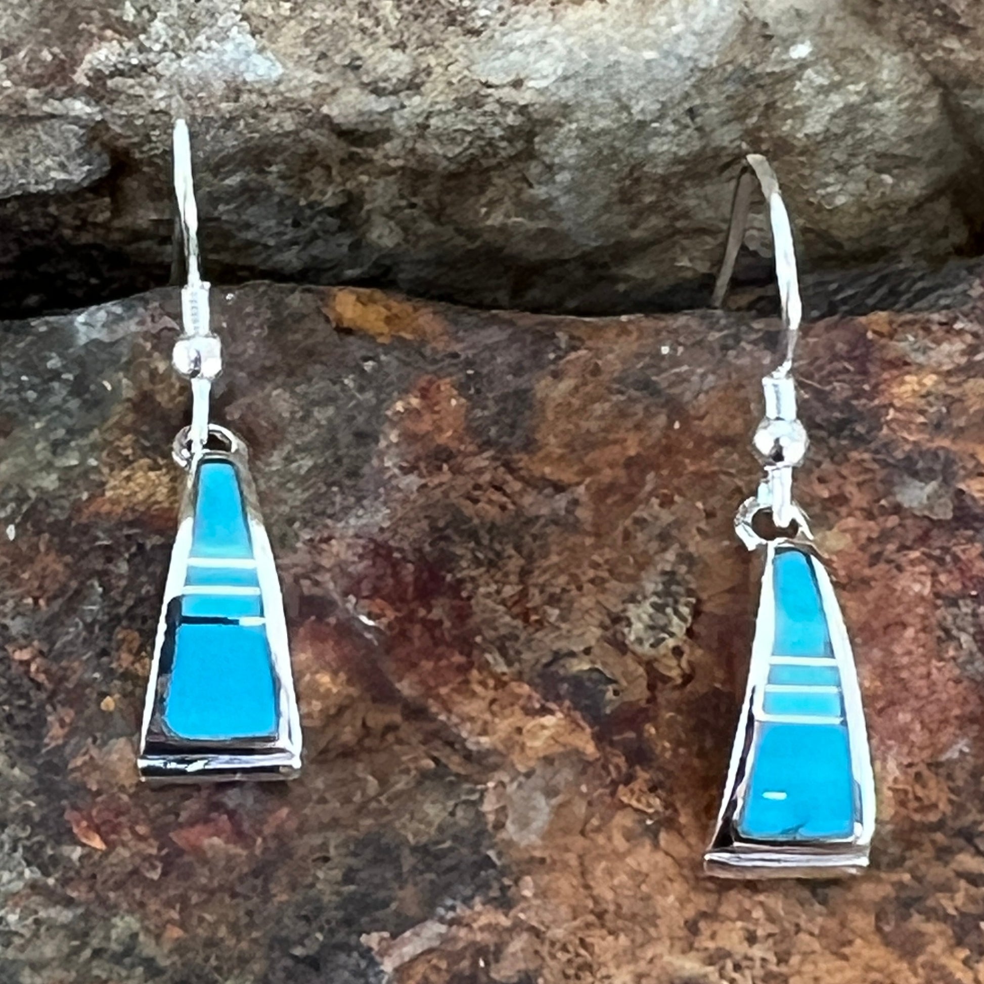 David Rosales Arizona Blue Inlaid Sterling Silver Earrings