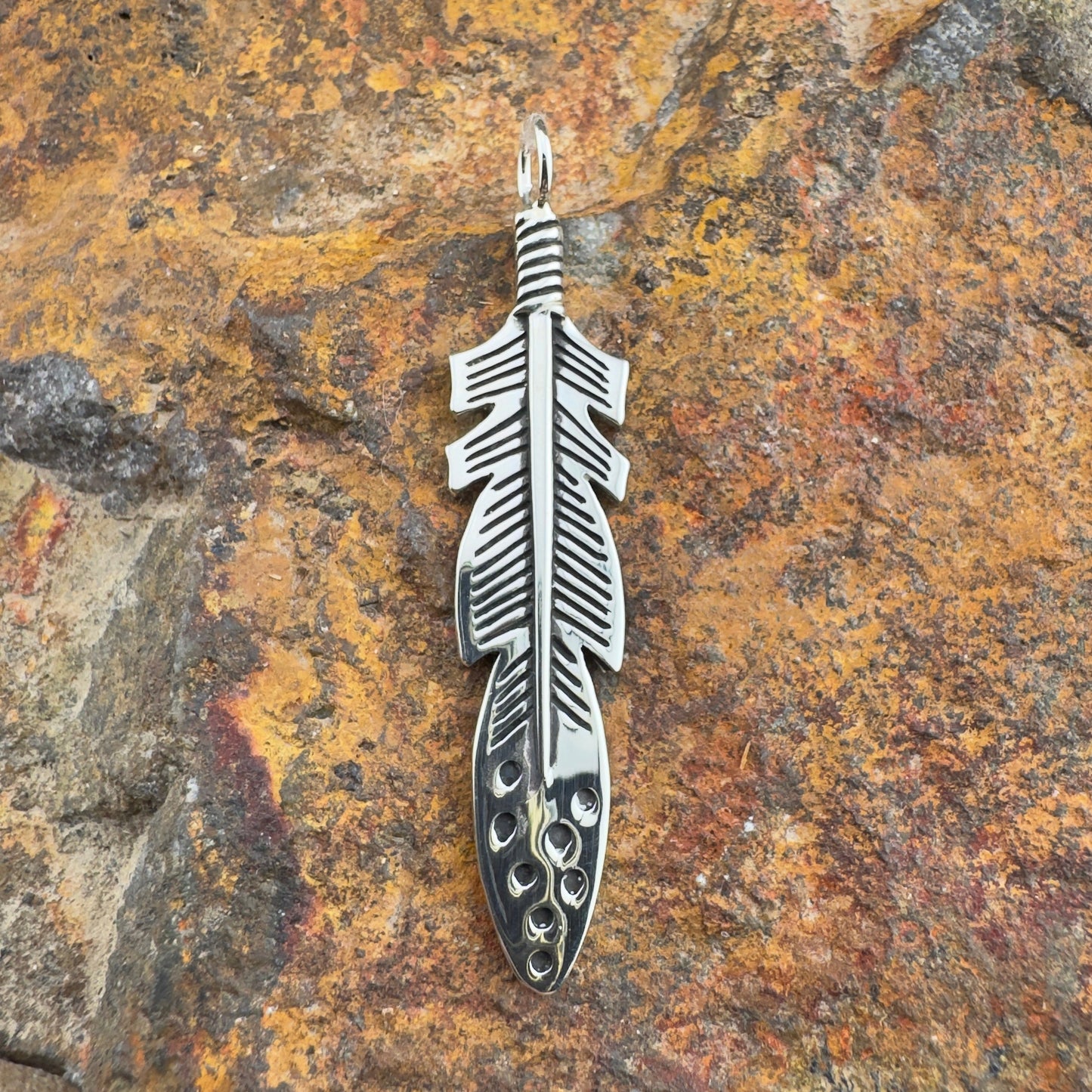 David Rosales Sterling Silver Country Feather Pendant