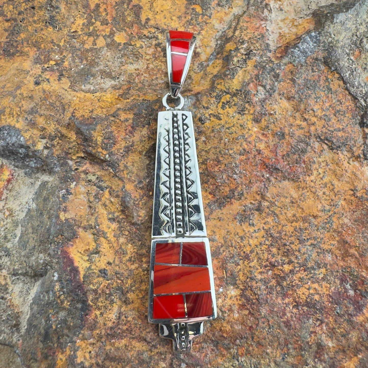 David Rosales Rosarita Inlaid Sterling Silver Pendant