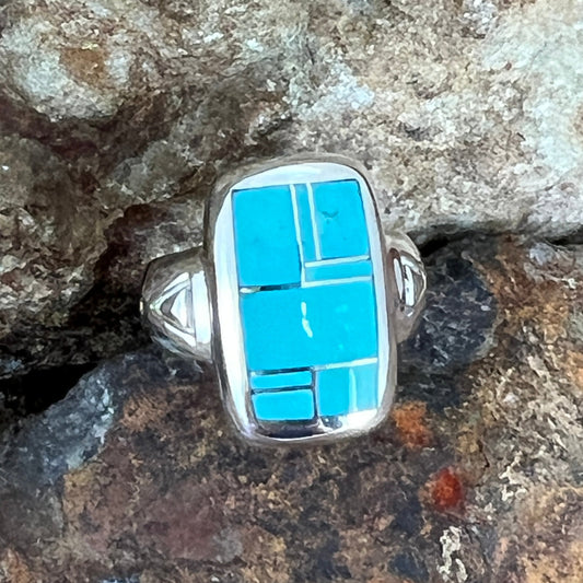 David Rosales Arizona Blue Inlaid Sterling Silver Ring