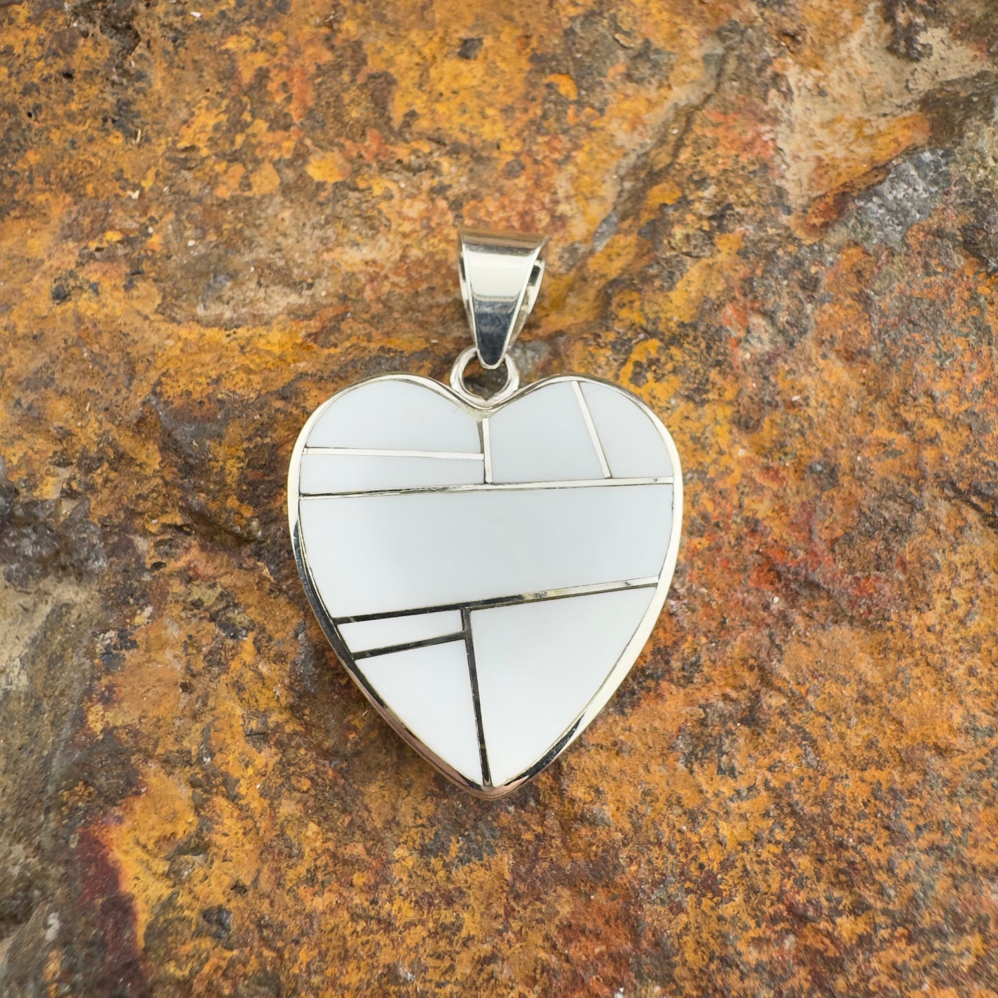 David Rosales Pristine Inlaid Sterling Silver Pendant Heart