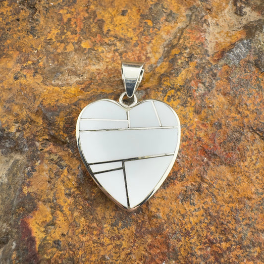 David Rosales Pristine Inlaid Sterling Silver Pendant Heart