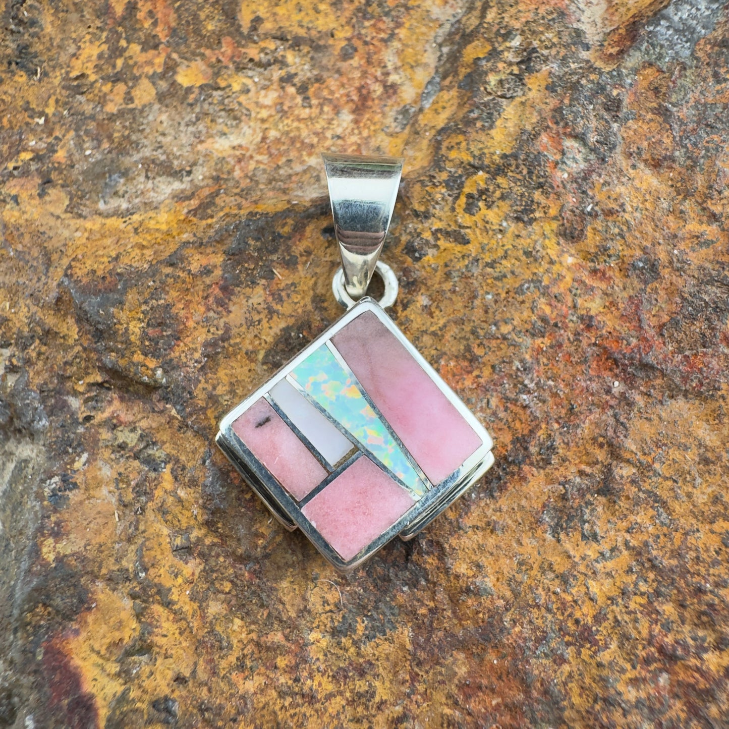 David Rosales Make Me Blush Inlaid Sterling Silver Pendant