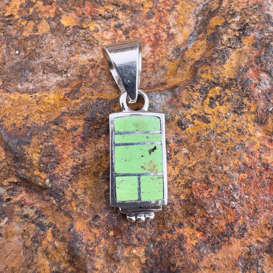 David Rosales Gaspeite Inlaid Sterling Silver Pendant
