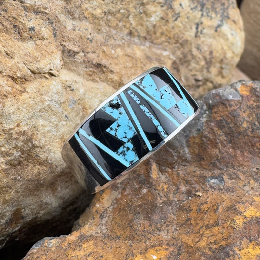 David Rosales Shadow Peak Inlaid Sterling Silver Ring