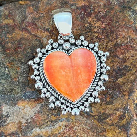 Spiny Oyster Sterling Silver Pendant by Artie Yellowhorse Heart