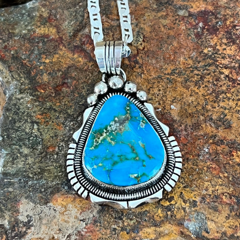 Sonoran Gold Turquoise Sterling Silver Pendant by Wil Denetdale