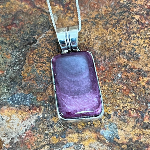 Purple Spiny Oyster Sterling Silver Pendant by Wil Denetdale