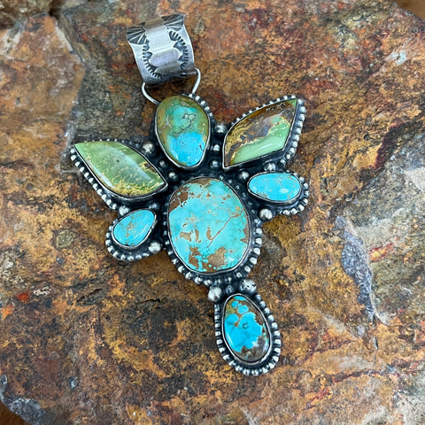 Multi-Stone Turquoise Sterling Silver Angel Pendant by Billy Jaramillo