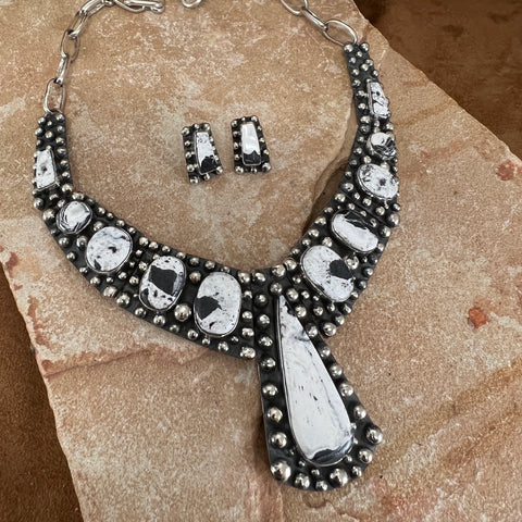 White Buffalo Sterling Silver Necklace & Earring Set by Billy The Kid