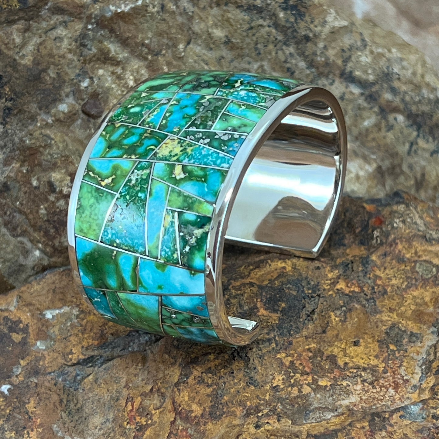 David Rosales Sonoran Gold Inlaid Sterling Silver Bracelet
