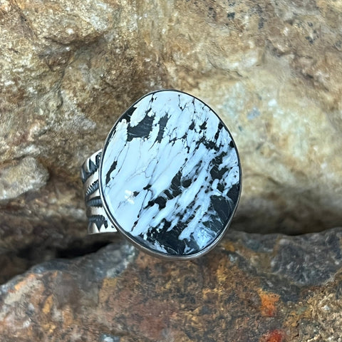 White Buffalo Sterling Silver Ring by Bernyse Chavez Size 8