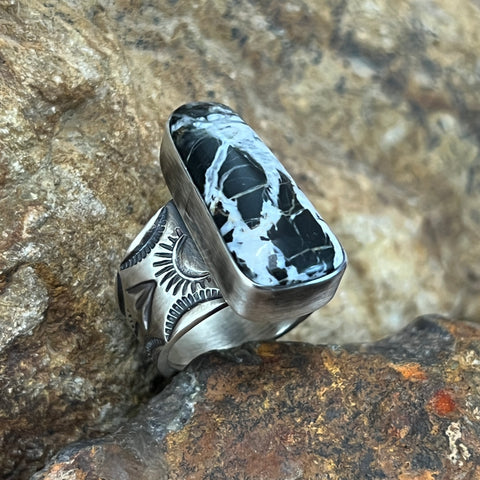 White Buffalo Sterling Silver Ring by Bernyse Chavez Size 7