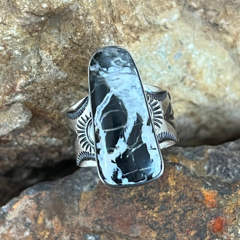 White Buffalo Sterling Silver Ring by Bernyse Chavez Size 7