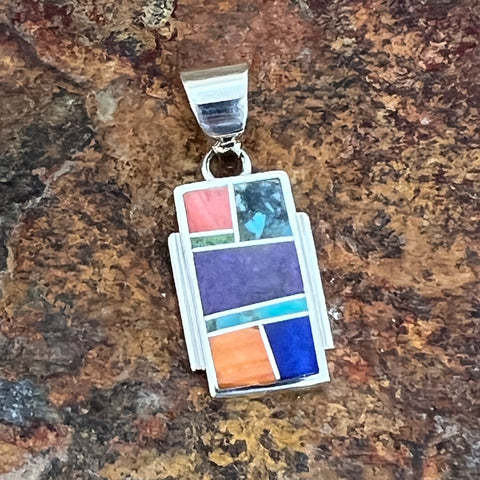 David Rosales Indian Summer Inlaid Sterling Silver Pendant 