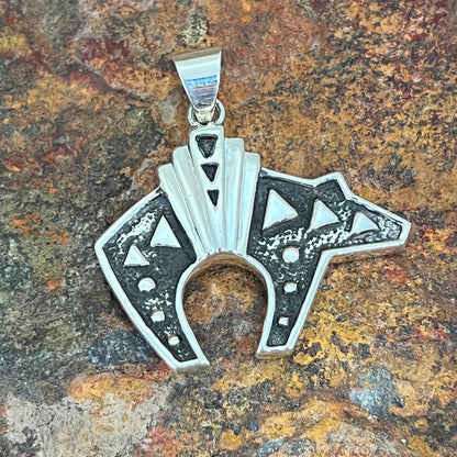David Rosales Indian Summer Inlaid Sterling Silver Pendant Bear