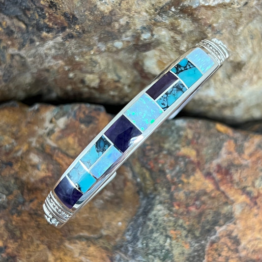 David Rosales Shalako Inlaid Sterling Silver Bracelet
