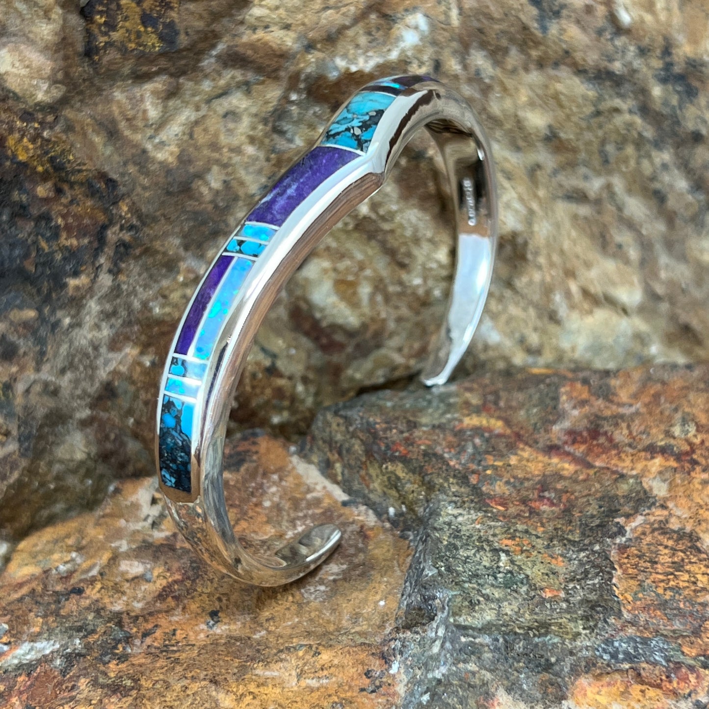 David Rosales Shalako Inlaid Sterling Silver Bracelet