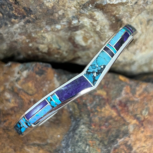 David Rosales Shalako Inlaid Sterling Silver Bracelet