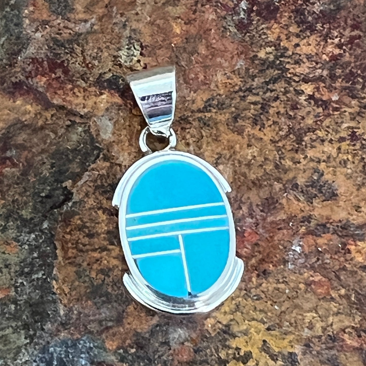 David Rosales Arizona Blue Inlaid Sterling Silver Pendant