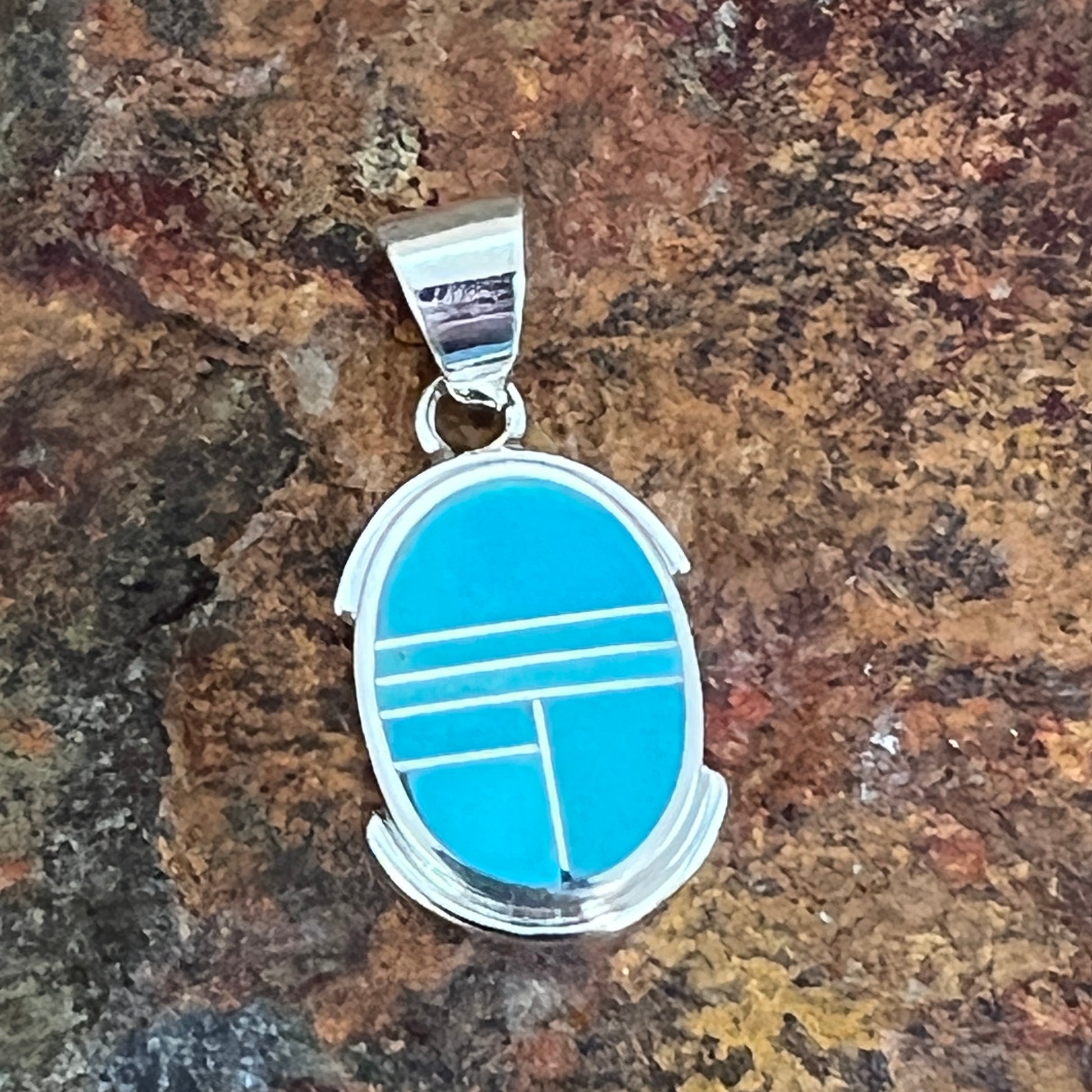 David Rosales Arizona Blue Inlaid Sterling Silver Pendant